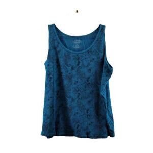 Venezia Blue Floral Print Ribbed Tank Top Women's Size 26/28